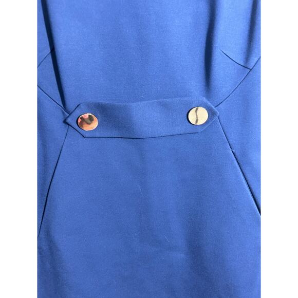 Tory Burch Navy Brynn Ponte Dress Gold Buttons side pockets S/P NWT - Picture 3 of 7
